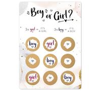 JoliCoon 5 Tic Tac Toe Gender Reveal Scratch Cards, It's a Boy, Boy or Girl | 350gsm designer paper, tactile UV finish, scratch panel, premium stationery for a memorable reveal
