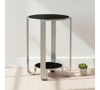Jolie End Table - Black Mirror and Silver - Round