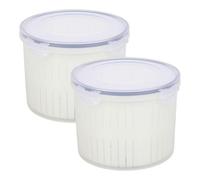 Jolie Max 2.5L Pickle & Olive Jar with Strainer - Airtight BPA-Free Plastic Storage Holder - Large Food Container for Pickles, Olives, Cheese in Brine - Fridge, Microwave & Dishwasher Safe (2)