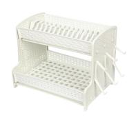 Jolie Max 2-Tier Plate Drainer Rack with Cutlery Holder & Removable Drip Tray - Durable Plastic Kitchen Sink Dish Drying Rack, Easy to Assemble - 40.5 x 27.5 x 32 cm (WHITE)
