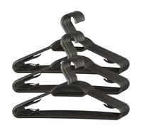 Jolie Max 24 x Strong Plastic Clothes Hangers - Non-Slip Coat Hangers with Trouser Bar, Clips & Strap Hooks - Durable Adult Hangers for Coats, Jackets, Shirts, Pants & Dresses - 39 x 21 cm (BLACK)