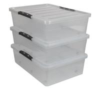 Jolie Max 45L Underbed Storage Box with Wheels & Lockable Lid - Clear Plastic, Strong & Durable - 69 x 49 x 20.5 cm (3)