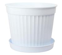 Jolie Max Plastic Round Flower Plant Pot and Saucer. Grooved Base. Indoor and Outdoor. (White) (1, No:12 (25 Lt))