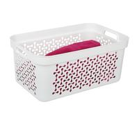 Jolie Max Small Rectangular Plastic Laundry Basket 20L - Lightweight Clothes Storage Basket with Handles - Compact Washing Basket for Laundry. (1, WHITE)