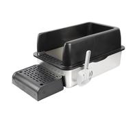 JOLIE MAX Stainless Steel Cat Litter Tray - Extra Large, High-Sided, Leak-Proof & Non-Stick (60 x 40 x 30 cm) - Durable Metal Litter Box with Lid, Scoop & Mats (BLACK)