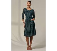 Jolie Moi 3/4 Sleeve Printed Mesh Dress In Green Green