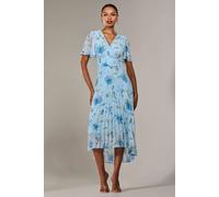 Jolie Moi Angel Sleeve Pleated Chiffon Maxi Dress In Light Blue Light Blue 14