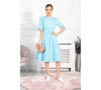 Jolie Moi Anica Fold Neck Dress In Blue Blue 14