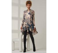 Jolie Moi Asymmetric Tiered Hem Shirt In Teal Teal