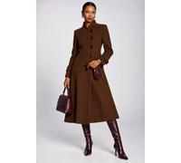 Jolie Moi Asymmetrical Button Fit & Flare Jacket In Brown Brown