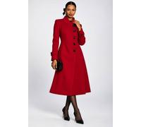 Jolie Moi Asymmetrical Button Fit & Flare Jacket In Red Red
