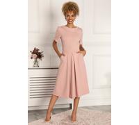 Jolie Moi Bay Button Neck 50S Dress In Light Pink Light Pink 14