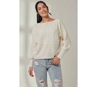 Jolie Moi Bubble Stitch Batwing Knit Jumper In Off White