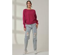 Jolie Moi Bubble Stitch Batwing Knit Jumper In Raspberry