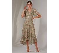 Jolie Moi Charlotte Pleated Chiffon Midaxi Dress In Medium Beige Medium Beige 14