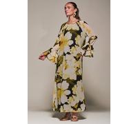 Jolie Moi Chiffon Long Sleeve Shift Maxi Dress In Black Black