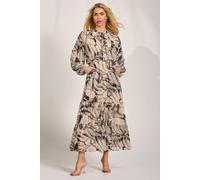 Jolie Moi Chiffon Long Sleeve Tiered Maxi Dress In Medium Beige Medium Beige