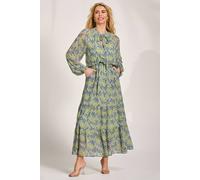 Jolie Moi Chiffon Long Sleeve Tiered Maxi Dress Multi