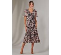 Jolie Moi Chiffon Pleated Wrap Midaxi Dress In Black Black 12