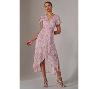 Jolie Moi Chiffon Wrap Midi Dress In Light Pink Light Pink 12