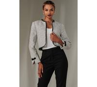 Jolie Moi Contrast Trim Tweed Jacket In Grey Grey XXL