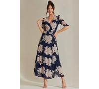 Jolie Moi Daliyah Wrap Front Mesh Maxi Dress In Navy Navy 10
