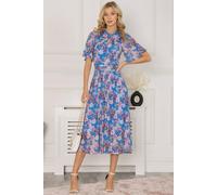 Jolie Moi Danika Keyhole Neck Mesh Dress In Blue Blue 8