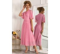 Jolie Moi Danika Keyhole Neck Mesh Dress In Light Pink Light Pink 20