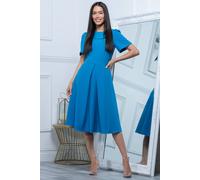 Jolie Moi Debora Button Neck Dress In Blue Blue