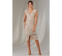 Jolie Moi Demi Sequin Wrap Slit Bodycon Dress In Beige Beige 10