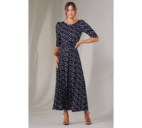 Jolie Moi Enya 3/4 Sleeve Jersey Midaxi Dress In Dark Navy Dark Navy 14
