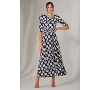 Jolie Moi Enya 3/4 Sleeve Jersey Midaxi Dress In Mid Navy Mid Navy 12