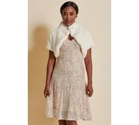 Jolie Moi Faux Fur Bolero Jacket In Ivory