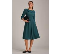 Jolie Moi Fold Collar Button Detail Dress In Green Green 8