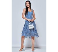 Jolie Moi Harleen Sleeveless Tiered Midi Dress In Bright Blue Bright Blue 18