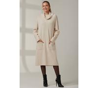 Jolie Moi Knitted Turtleneck Longline Jumper In Beige Beige S/M