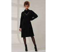 Jolie Moi Knitted Turtleneck Longline Jumper In Black Black