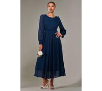 Jolie Moi Long Sleeve Chiffon Midaxi Dress In Navy Navy