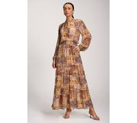 Jolie Moi Long Sleeve Chiffon Tiered Maxi Dress Multi