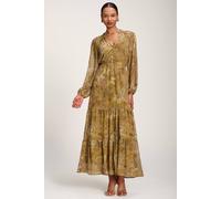 Jolie Moi Long Sleeve Paisley Chiffon Maxi Dress In Light Green Light Green