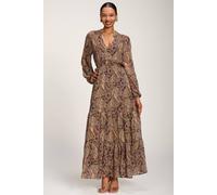 Jolie Moi Long Sleeve Paisley Chiffon Maxi Dress Multi