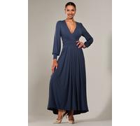 Jolie Moi Long Sleeve Super Soft Jersey Maxi Dress In Mid Blue Mid Blue