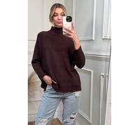 Jolie Moi Loose Fit High Neck Jumper In Maroon Maroon M/L