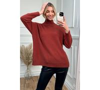 Jolie Moi Loose Fit High Neck Jumper In Red Red