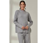 Jolie Moi Mockneck Pocket Knit Jumper In Light Grey Light Grey M/L