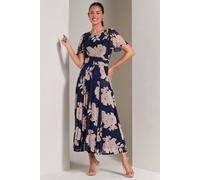 Jolie Moi Paityn Angel Sleeve Mesh Maxi Dress In Navy Navy 8