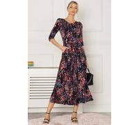 Jolie Moi Pauline Sleeved Maxi Dress In Navy Navy 8