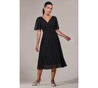 Jolie Moi Petite Chiffon Pleated Midaxi Dress In Black Black 12