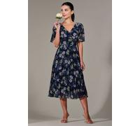 Jolie Moi Petite Chiffon Pleated Midaxi Dress In Navy Navy 6