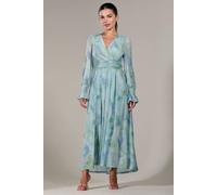 Jolie Moi Petite Long Sleeve Mesh Maxi Dress In Light Green Light Green 14